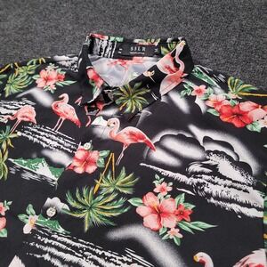 SSLR Men Hawaiian Shirt Medium‎ Flamingo Tropical Black Vintage Style